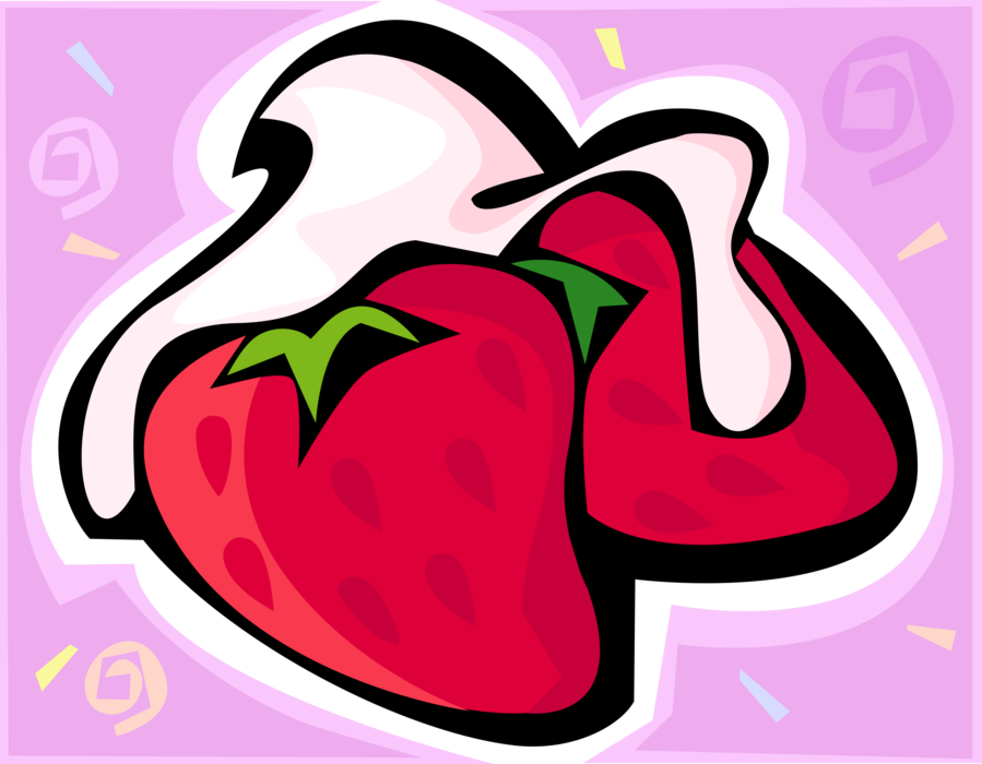 Vector Illustration of Garden Strawberry Edible Fruit and Cream