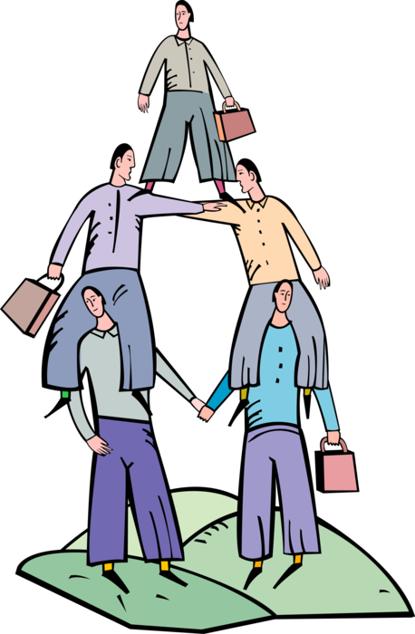 Vector Illustration of Businessmen Working for Common Goal Use Teamwork