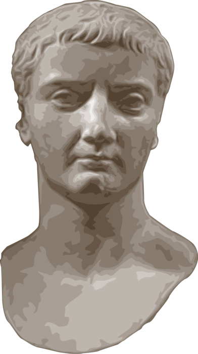 Vector Illustration of Bust of Roman Emperor Tiberius Established Concept of Ruler as God