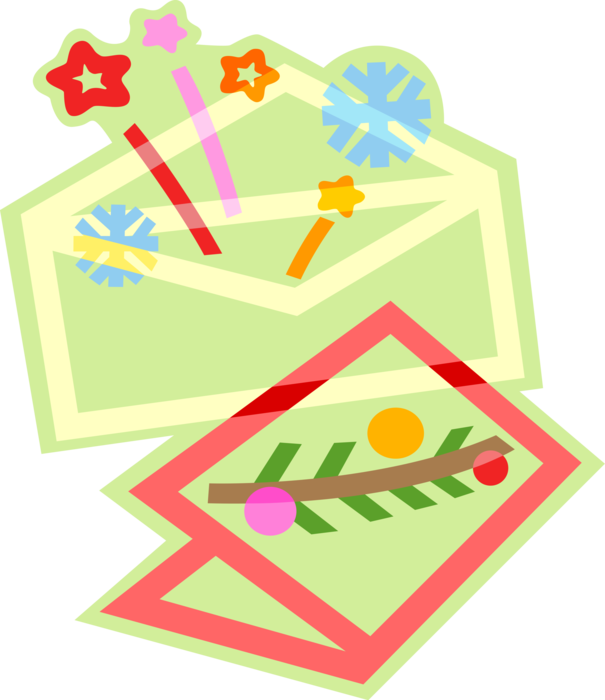 Vector Illustration of Festive Christmas Seasons Greeting Card and Envelope