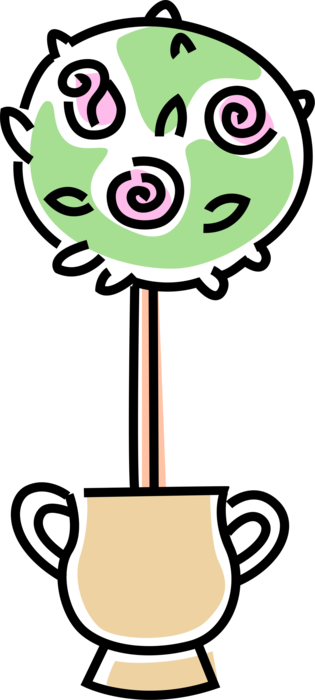 Vector Illustration of Potted Flower Rose Plant in Vase