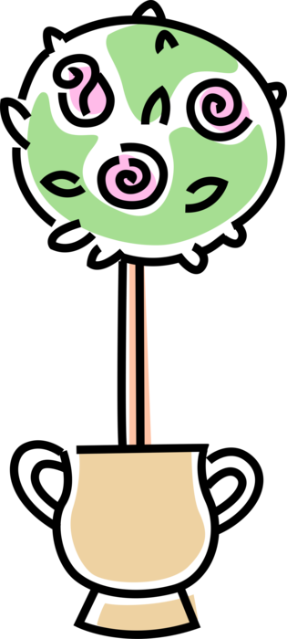 Vector Illustration of Potted Flower Rose Plant in Vase