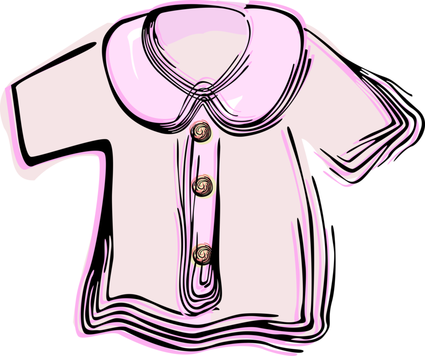 Vector Illustration of Child's Clothing Garment Shirt with Collar, Short Sleeves