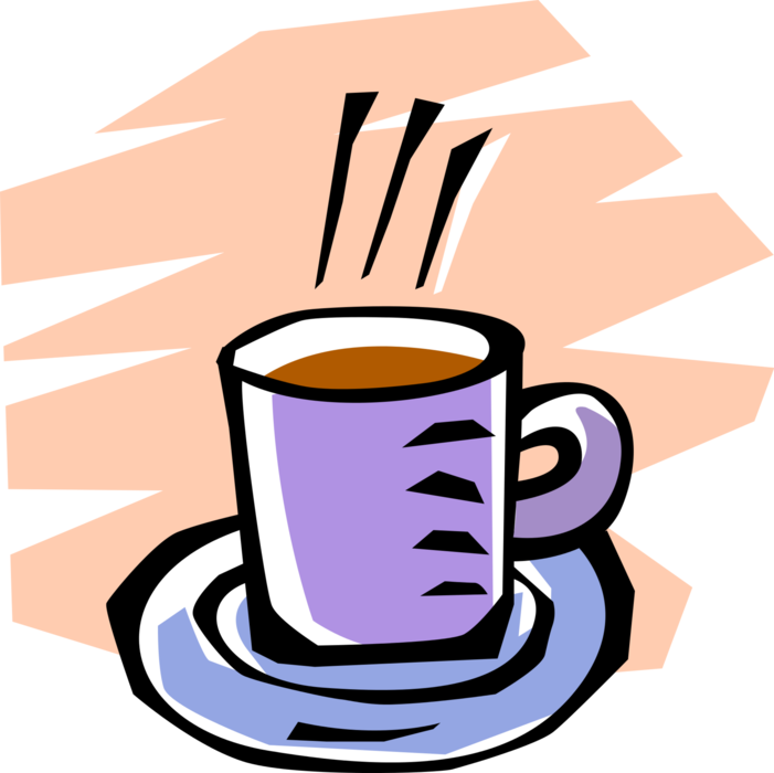 Vector Illustration of Cup of Hot Freshly Brewed Coffee Beverage Drink