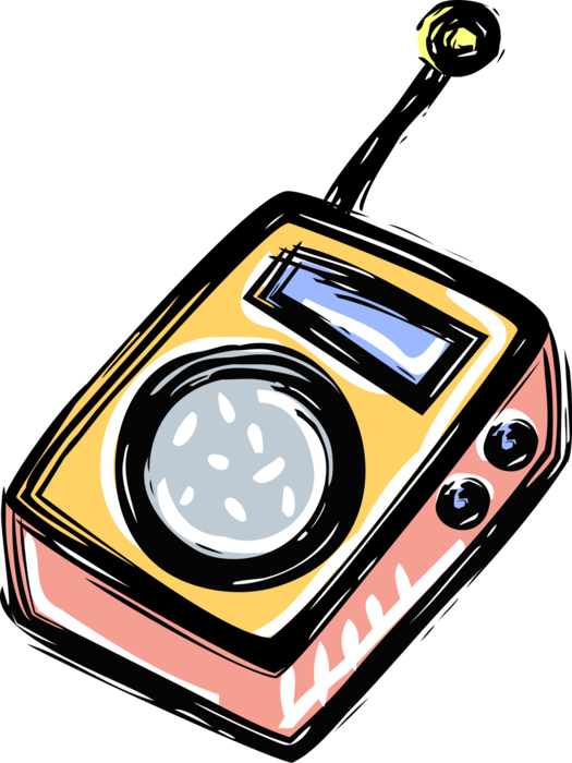 Vector Illustration of Pocket Transistor Radio Receives Broadcasts
