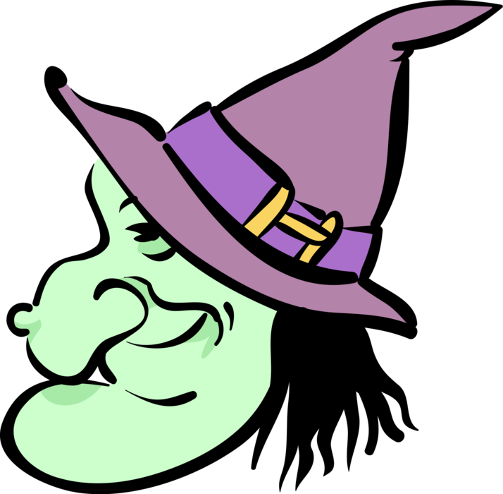 Vector Illustration of Halloween Sorceress Witch Fictional Character