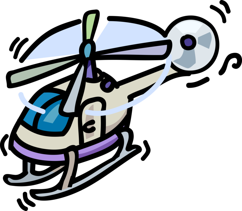 Vector Illustration of Helicopter Rotorcraft Applies Lift and Thrust Supplied by Rotors