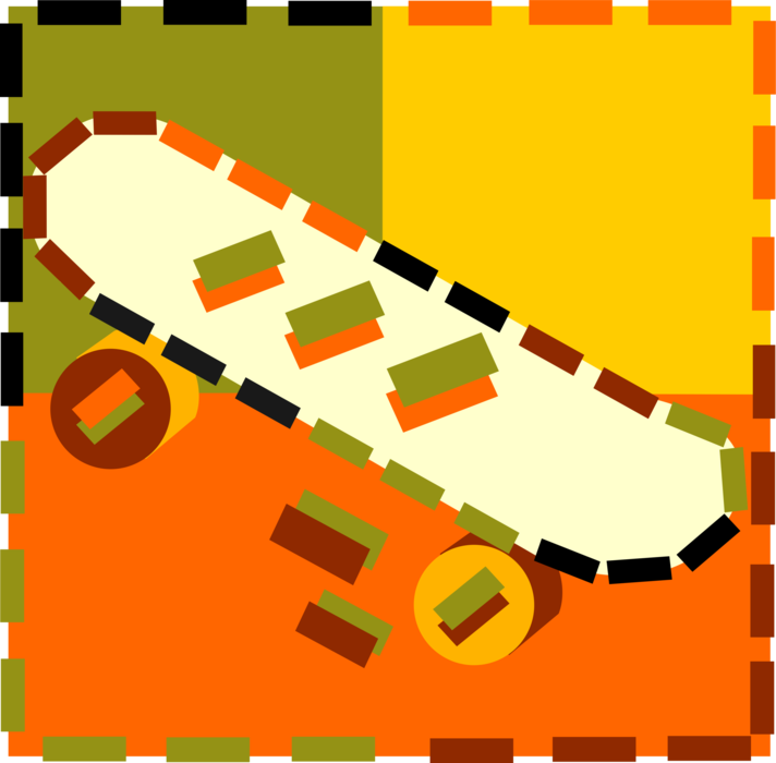 Vector Illustration of Sports Equipment Skateboard on Wheels