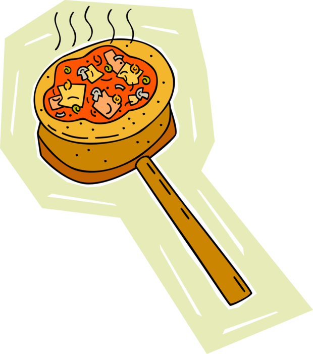 Vector Illustration of Baked Flatbread Hot Pizza Fresh from Oven
