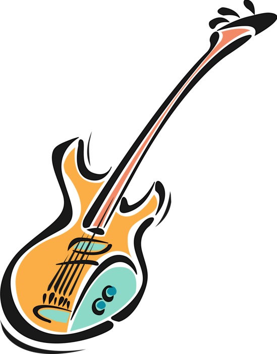 Vector Illustration of Electric Guitar Stringed Musical Instrument