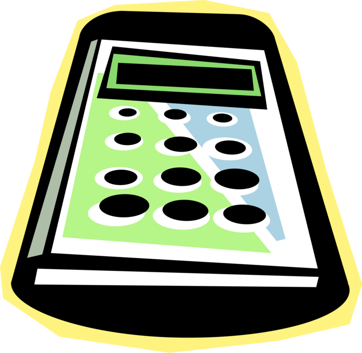 Vector Illustration of Calculator Portable Electronic Device Performs Basic Operations of Mathematics