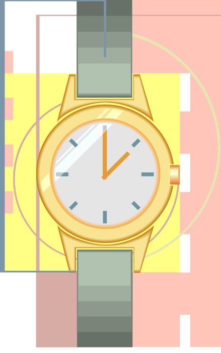 Vector Illustration of Wristwatch Timepiece Watch Keeps Time