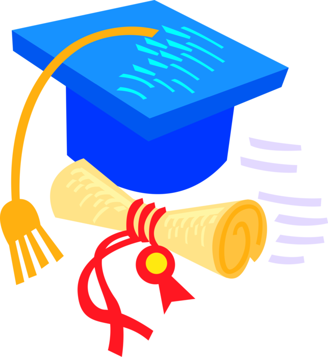 Graduate's Mortarboard Cap and Diploma Vector Image