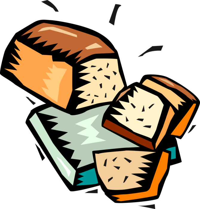 Vector Illustration of Bakery Loaf of Baked Bread with Slices
