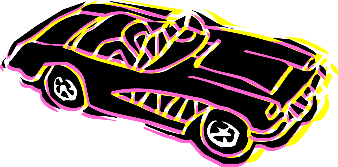 Vector Illustration of Convertible Automobile Motor Vehicle Sports Car