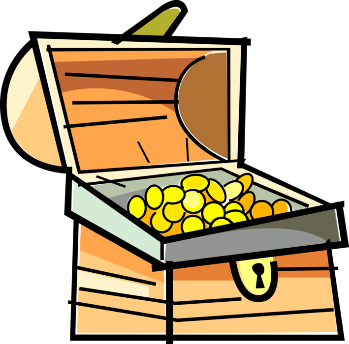Vector Illustration of Buccaneer Pirate's Treasure Chest Holds Wealth and Great Riches
