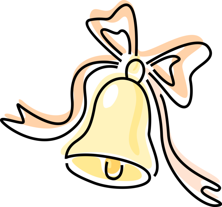 Vector Illustration of Wedding Bell with Ribbon and Bow
