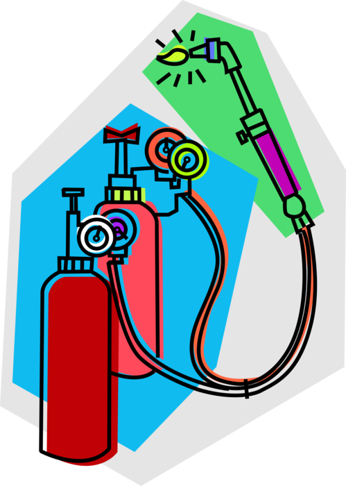 Vector Illustration of Oxy-Acetylene Welding Equipment Cutting Torch