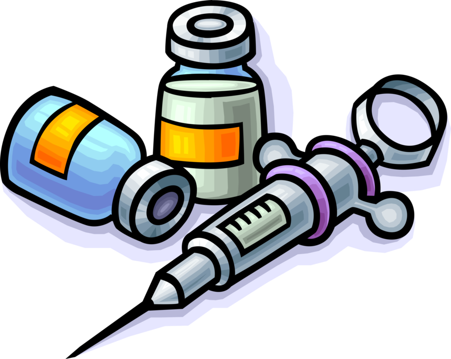 Vector Illustration of Vaccination by Injection of Antigenic Vaccine with Hypodermic Needle