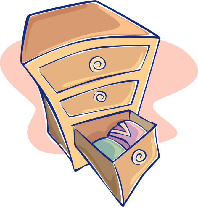 Vector Illustration of Bedroom Furniture Bureau Dresser or Chest of Drawers