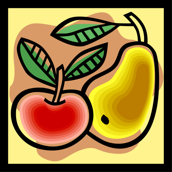 Vector Illustration of Apple and Pear Fruit