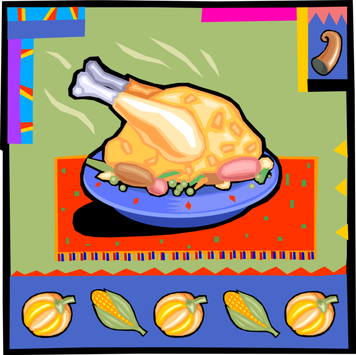 Vector Illustration of Thanksgiving Dinner Poultry Turkey