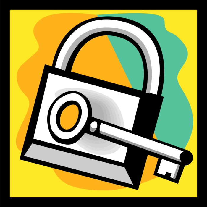 Vector Illustration of Security Padlock Lock and Key