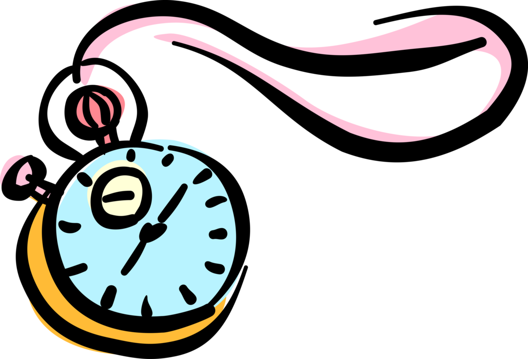 Vector Illustration of Stopwatch Handheld Timepiece Measures Elapsed Time