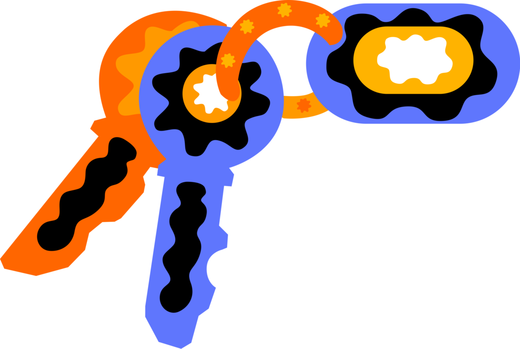 Vector Illustration of Security Key used to Lock or Unlock Padlock Mechanical Security Fastening Device