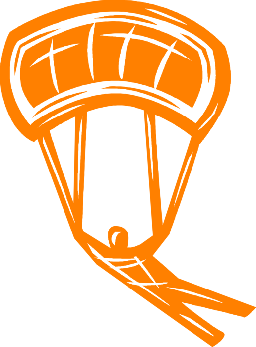 Vector Illustration of Parachutist Parachuting to Earth with Parachute