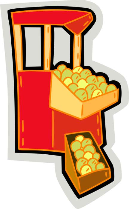 Vector Illustration of Outdoor Farmer's Market Fresh Fruit Stand