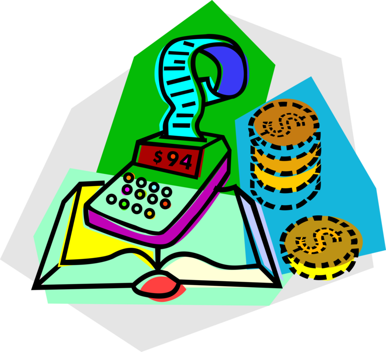 Vector Illustration of Calculator Portable Electronic Device Performs Basic Operations of Mathematics