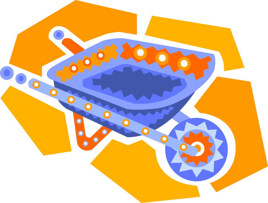 Vector Illustration of Hand-Propelled Wheelbarrow for Carrying Loads