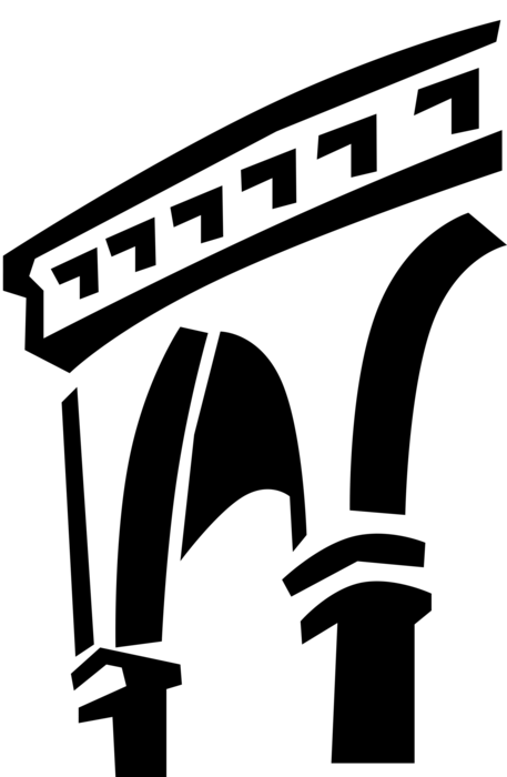 Vector Illustration of Roman Aqueduct Bridge to Convey Water 