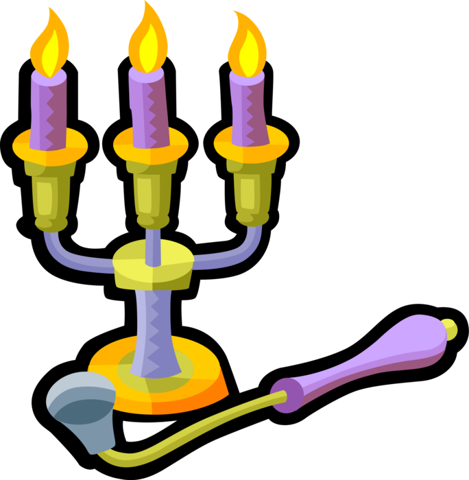 Vector Illustration of Candelabra Candlestick Holder with Snuffer