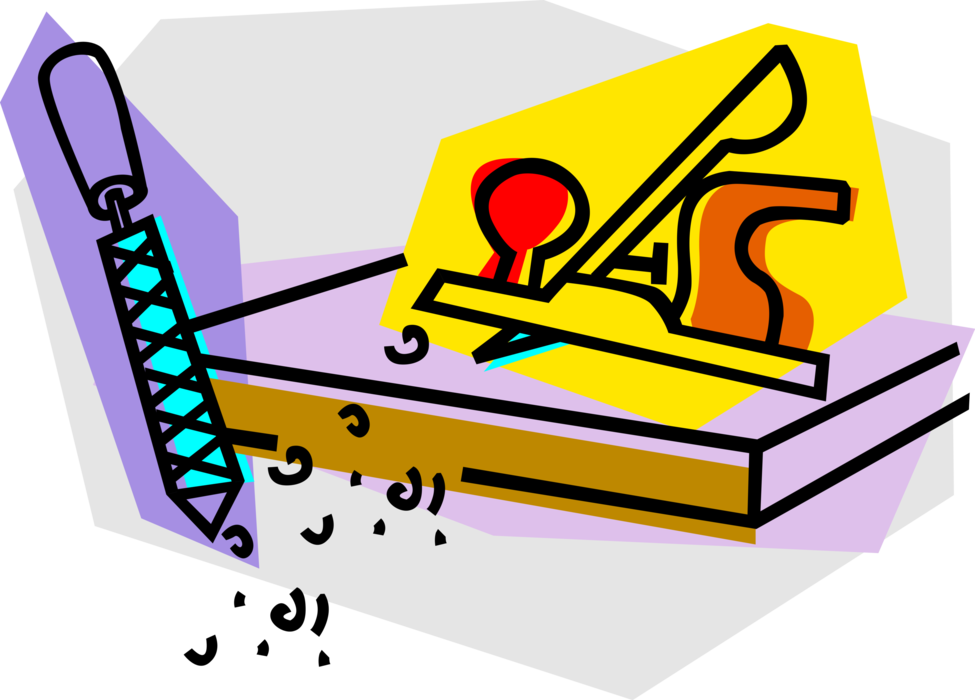 Vector Illustration of Wood File and Wood Plane Carpentry Tool for Shaping Wood