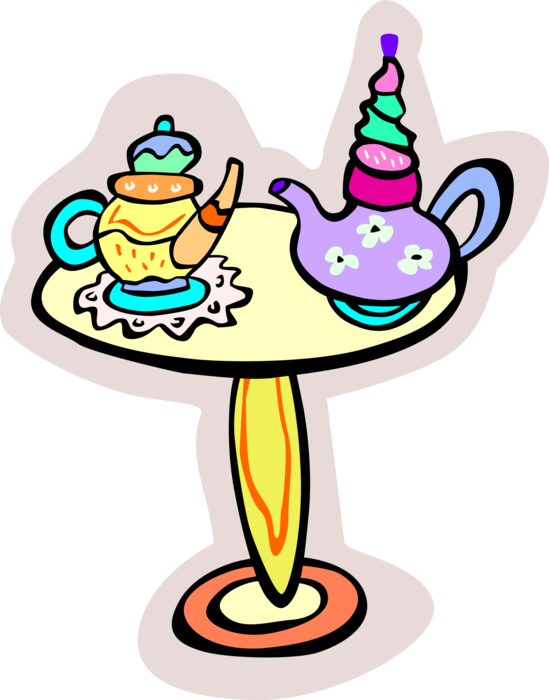 Vector Illustration of Tea Time Tea Service with Teapots