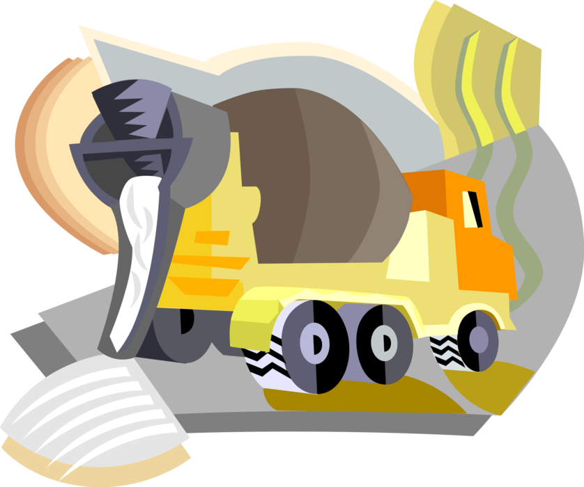 Vector Illustration of Heavy Machinery Equipment Concrete Cement Mixer