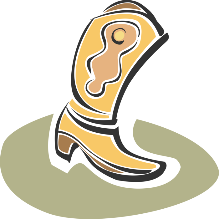 Vector Illustration of Western Cowboy Boot Footwear