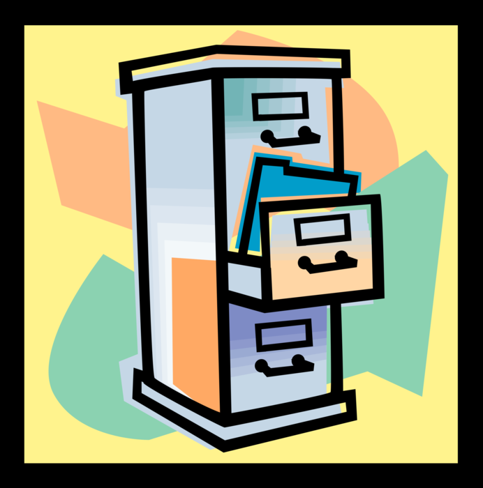 Vector Illustration of Filing Cabinet Office Furniture Stores Paper Documents in File Folders