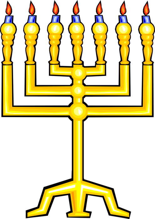 Vector Illustration of Menorah Lampstand Seven-Branched Candle Candelabra used in Ancient Tabernacle