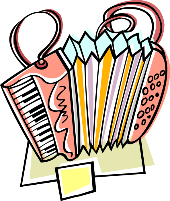 Vector Illustration of Accordion Bellows-Driven Musical Instrument