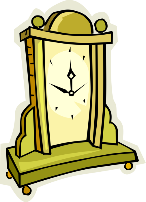 Vector Illustration of Mantle Clock Indicates, Keeps and Co-ordinates Time