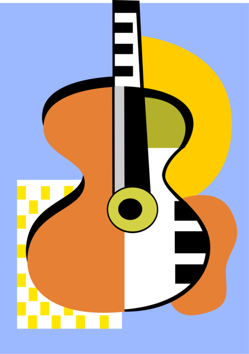 Vector Illustration of Acoustic Guitar Stringed Musical Instrument