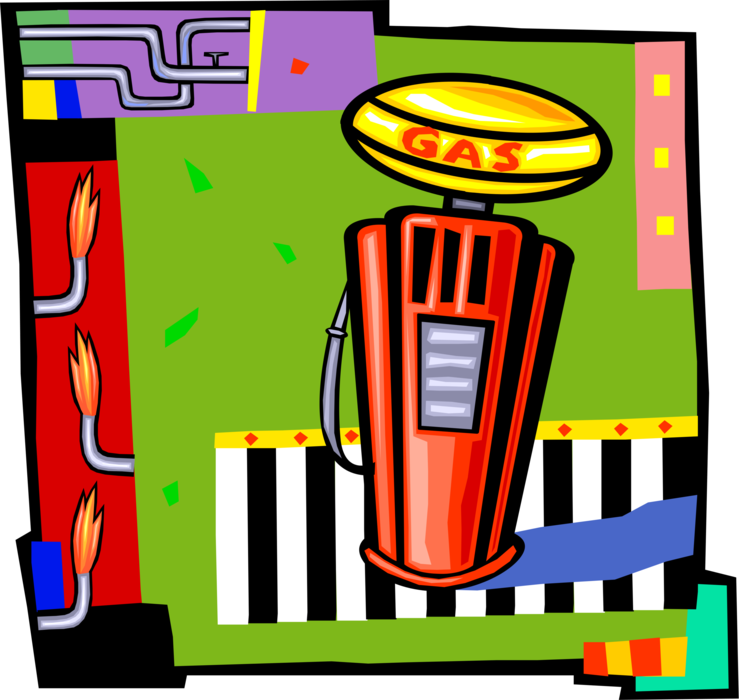 Vector Illustration of Fossil Fuel Petroleum Gas Service Station Gasoline Pump