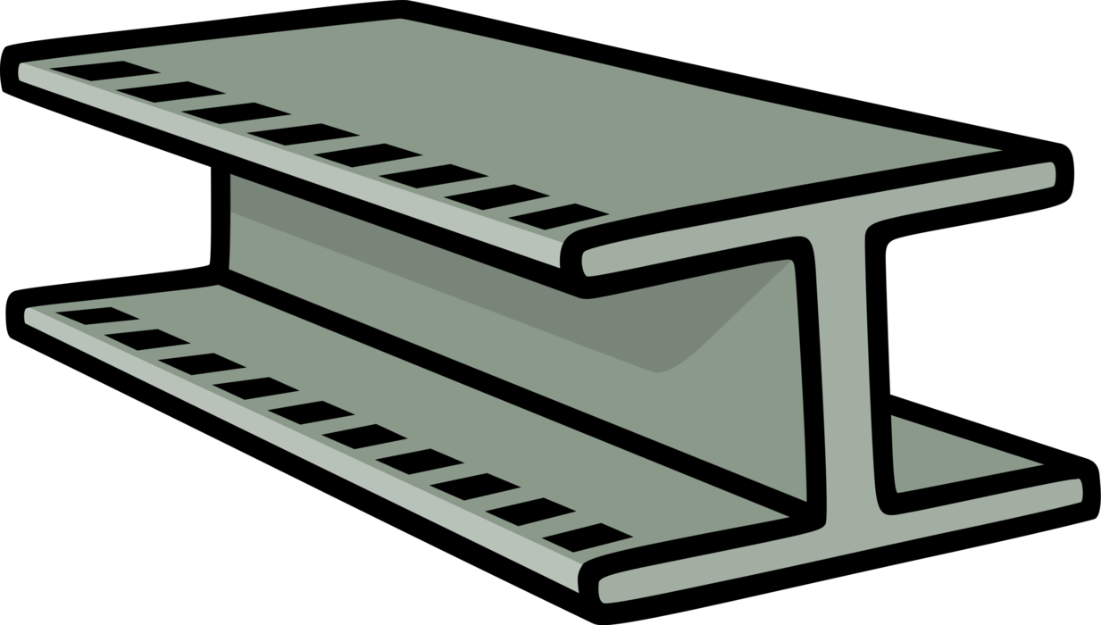 Vector Illustration of Building Construction with Rolled Steel Joist I-Beams