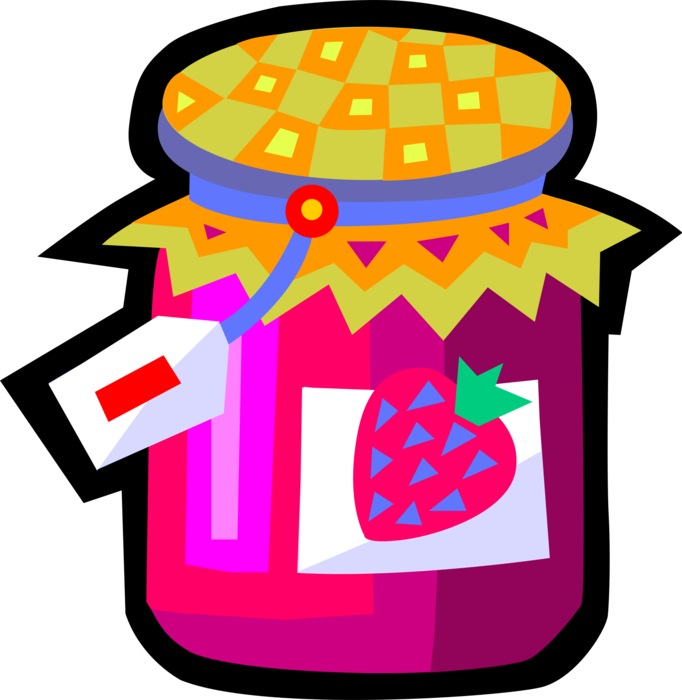 Vector Illustration of Homemade Strawberry Fruit Preserves Jam