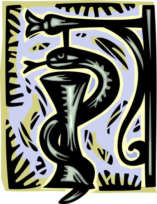 Vector Illustration of Snake Retail Sign Hanging From Storefront