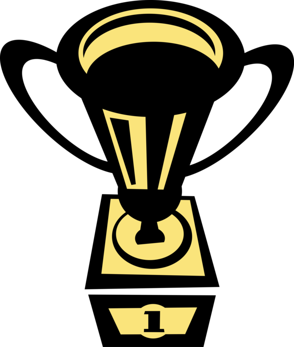 Vector Illustration of Winner's Trophy Cup Prize Award Recognizes Specific Achievement or Evidence of Merit