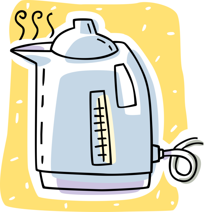 Vector Illustration of Electric Coffee Pot Brews Fresh Coffee